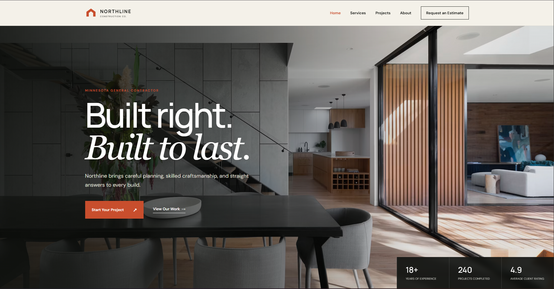 Construction company website designed by NorLoon