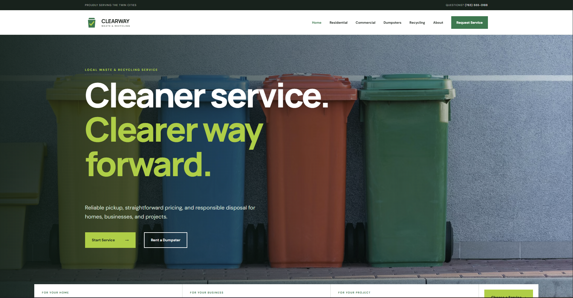 Garbage collection company website designed by NorLoon
